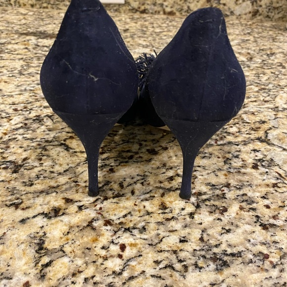 Ivanka Trump navy suede 3” heels with tassel. Size 7.5 - Picture 3 of 5